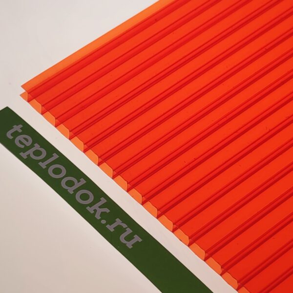 Сотовый поликарбонат 6 мм, оранжевый, 0,77 кг/м2, лист 2,1х 6м, Rational