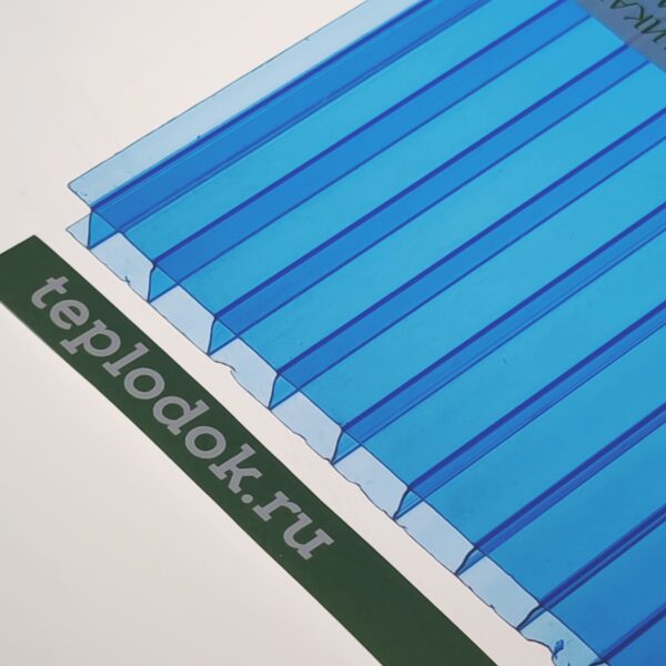 Сотовый поликарбонат 8 мм, синий, 0,90 кг/м2, лист 2,1х12 м, Rational