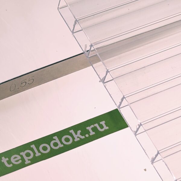 Сотовый поликарбонат 8 мм, прозрачный, 1,500 кг/м2,  ГОСТ, лист 2,1х12 м, Novattro