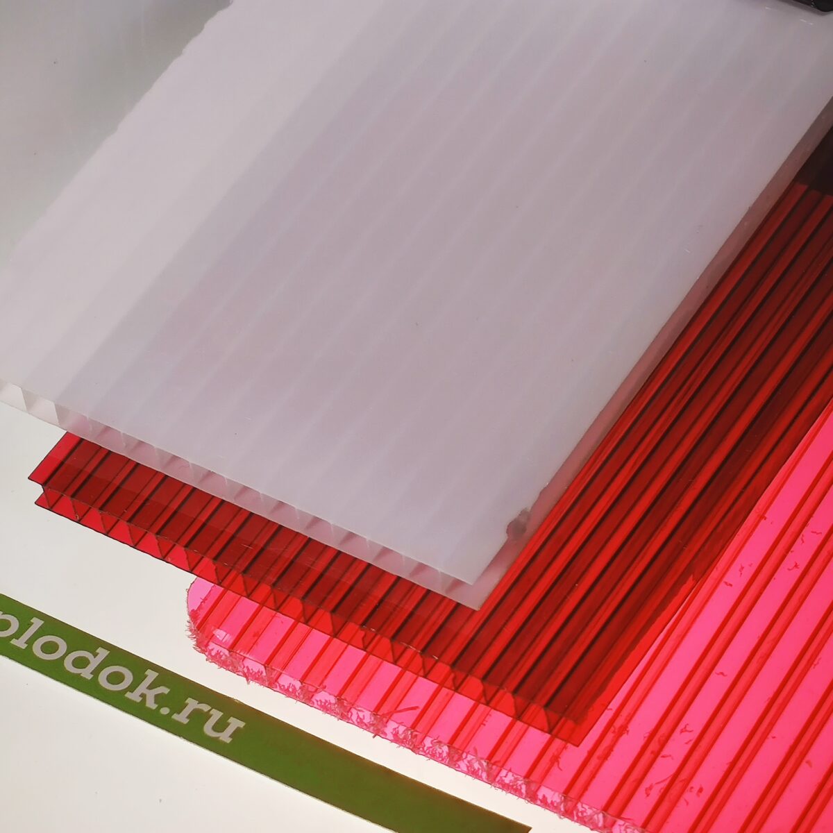 Сотовый поликарбонат 6 мм, красный, 1кг/м2, лист 2,1х12 м, ULTRAMARIN