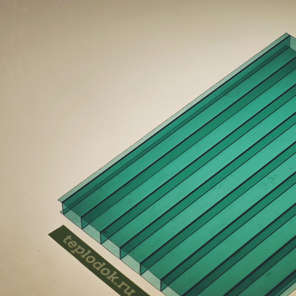 Сотовый поликарбонат 6 мм, зеленый, 1кг/м2, лист 2,1х12 м, ULTRAMARIN
