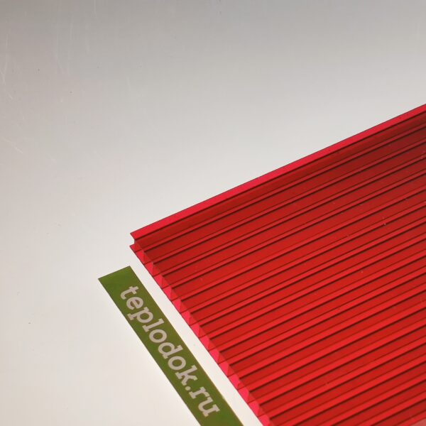 Сотовый поликарбонат 6 мм, красный, 1кг/м2, лист 2,1х12 м, ULTRAMARIN