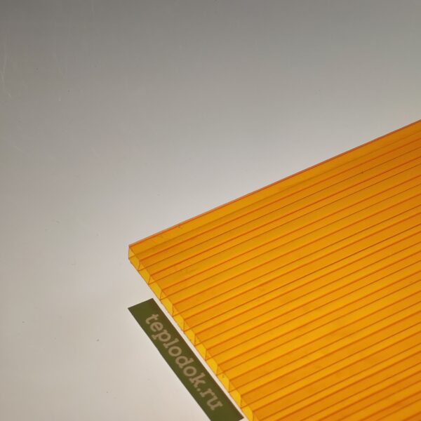 Сотовый поликарбонат 6 мм, оранж, 1кг/м2, лист 2,1х12 м, ULTRAMARIN